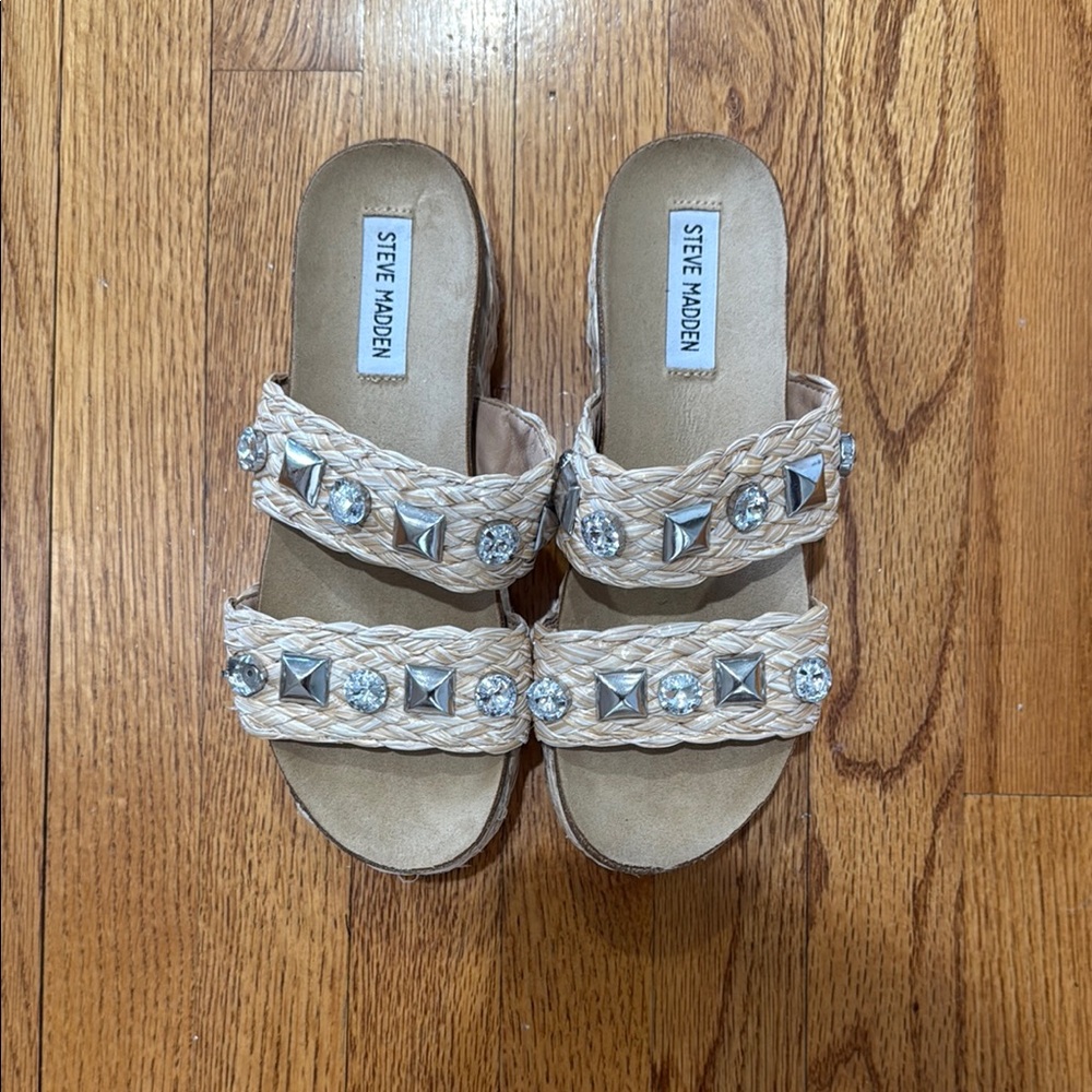 Steve Madden Women's Beige Embellished Sandals